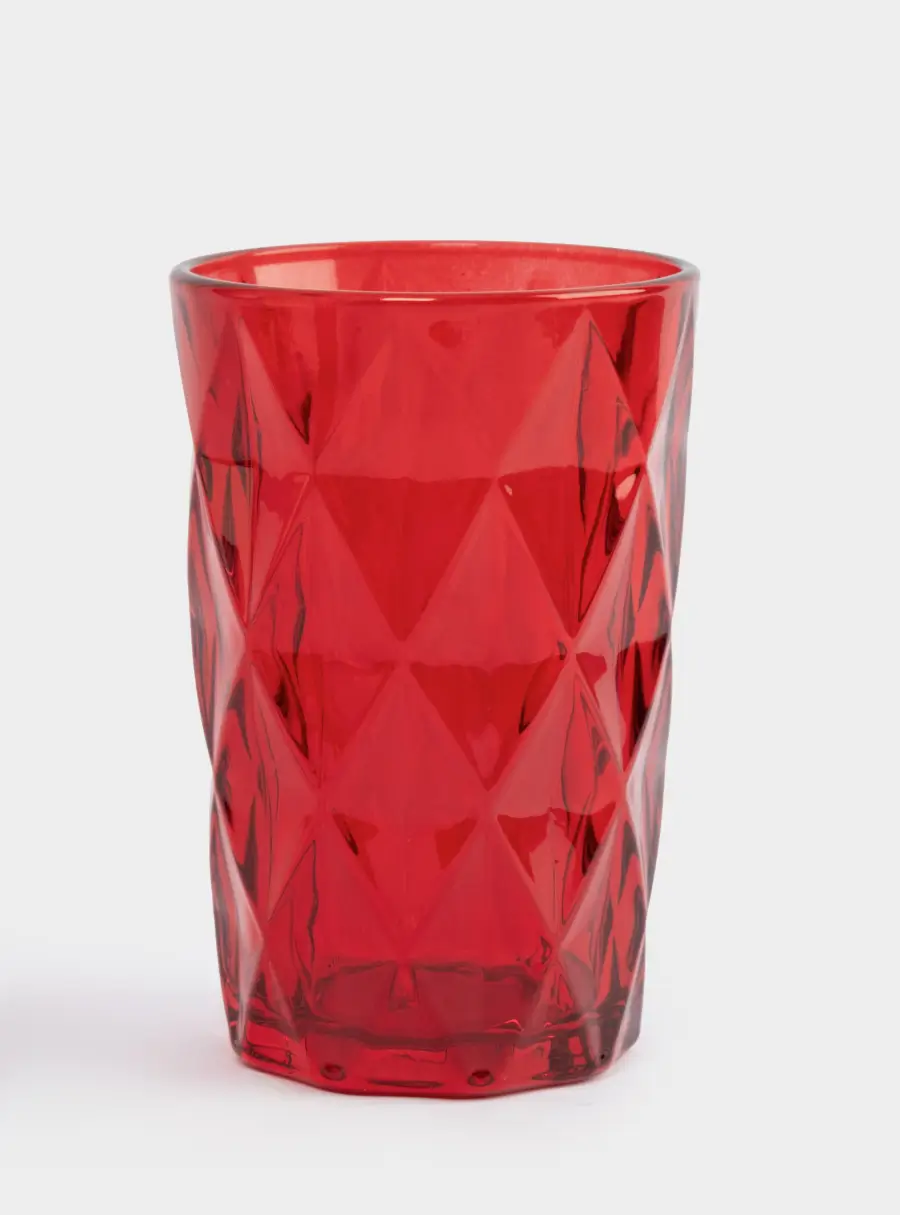Стакан, 12 см, 340 мл, стекло Р, красный, Diamond color