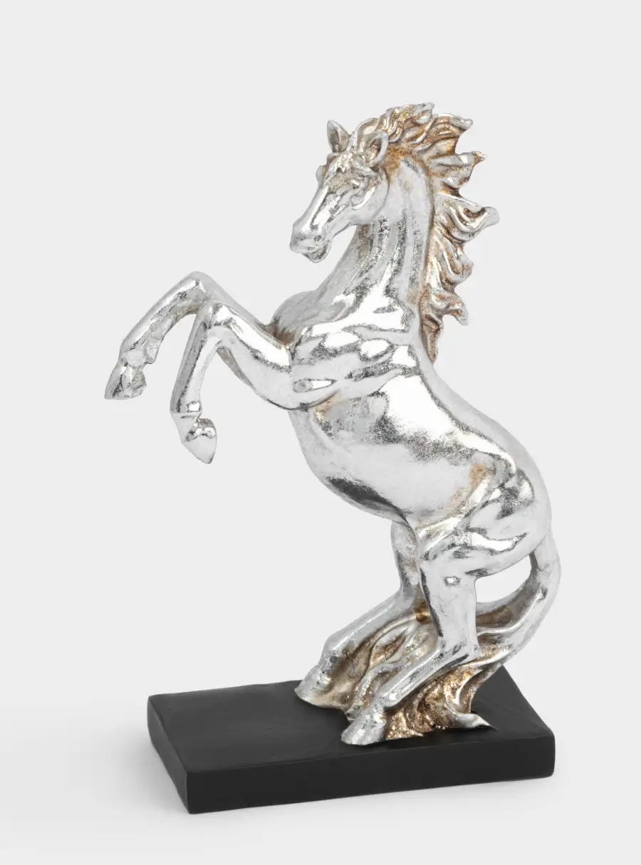 Статуэтка, 15 см, полирезин, серебристая, Конь на дыбах, Horse