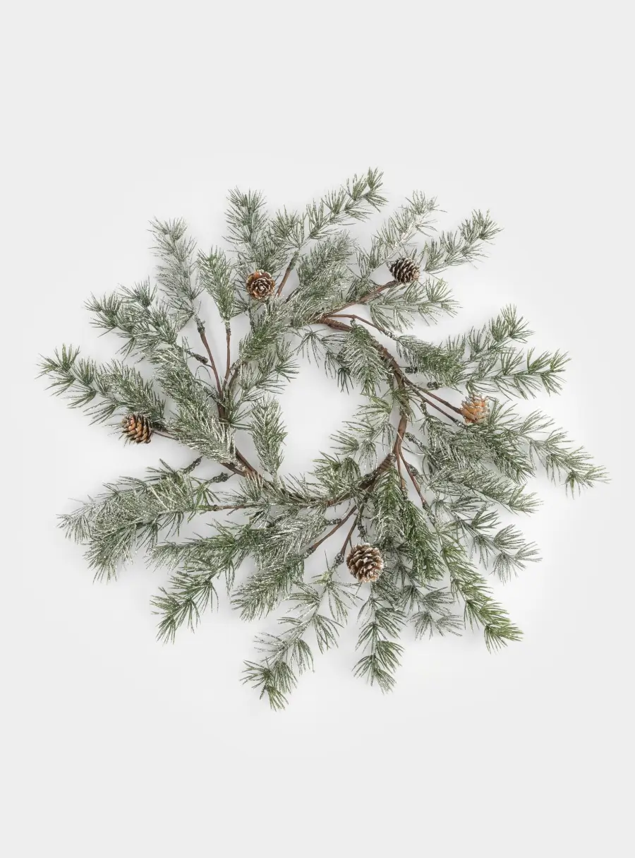 Венок декоративный, 16/48 см, пластик/шишки, Еловая ветка, Interior Conifer