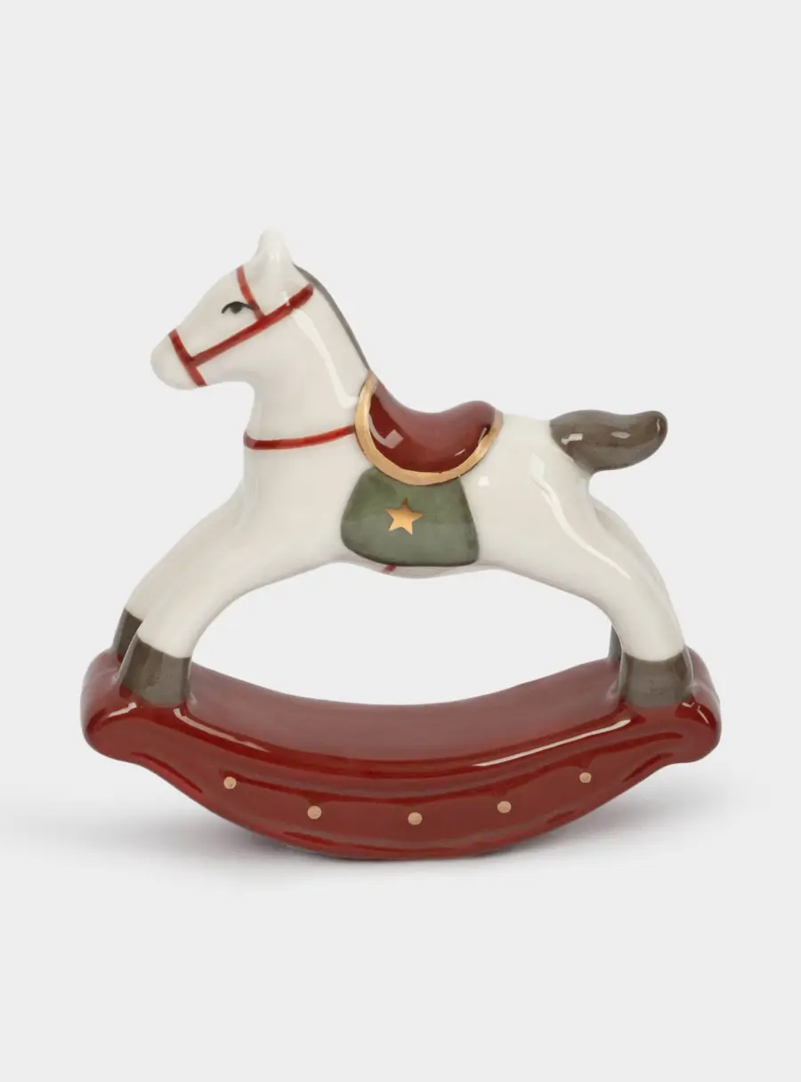 Статуэтка, 10 см, фарфор P, бежево-бордовая, Лошадка-качалка, Bright horse