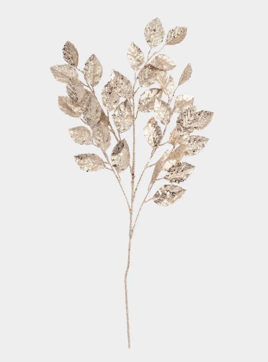 Ветка декоративная, 74 см, пластик/металл, золотистая, Листья, Interior gold