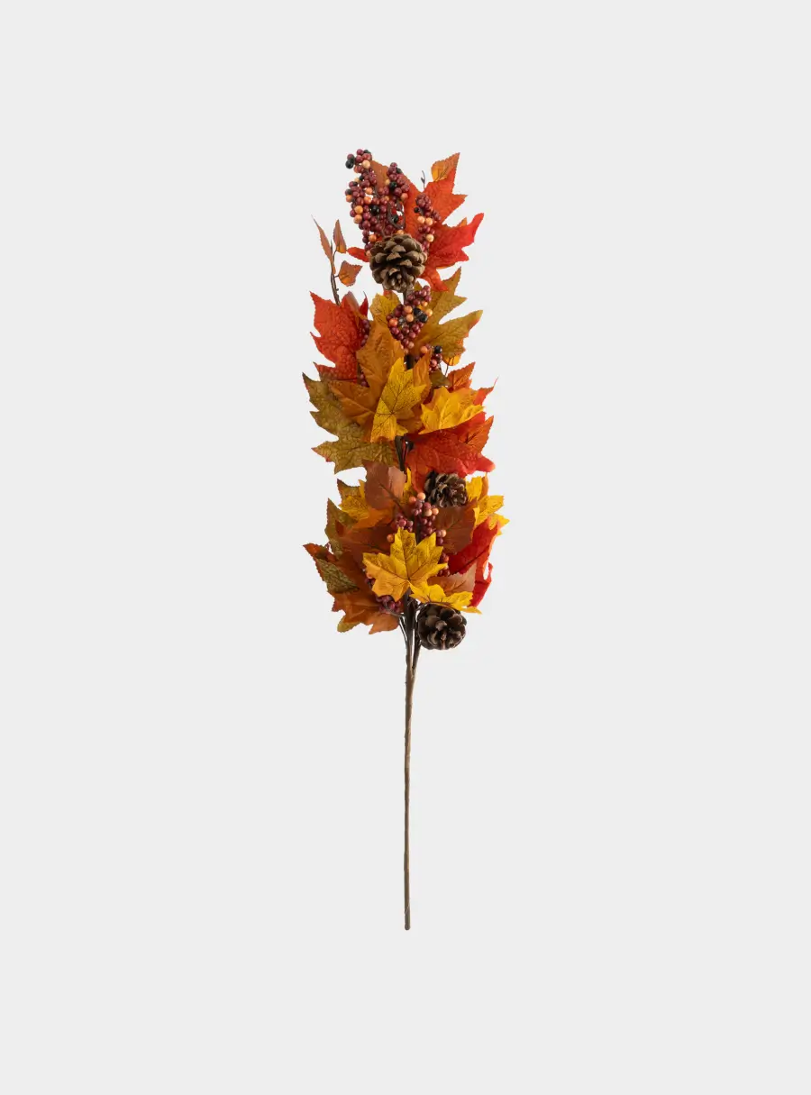 Ветка декоративная, 80 см, полиэстер/пенопласт, Осенние листья, Bright pumpkin