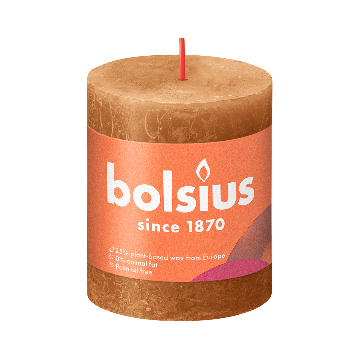 Свеча рустик Bolsius Shine 80/68 коричневая - время горения 35 часов