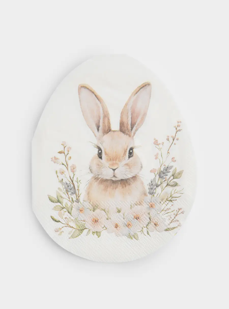Салфетки бумажные, 33х23 см, 20 шт, бежевые, Яйцо, Кролик в цветах, Flower Rabbit