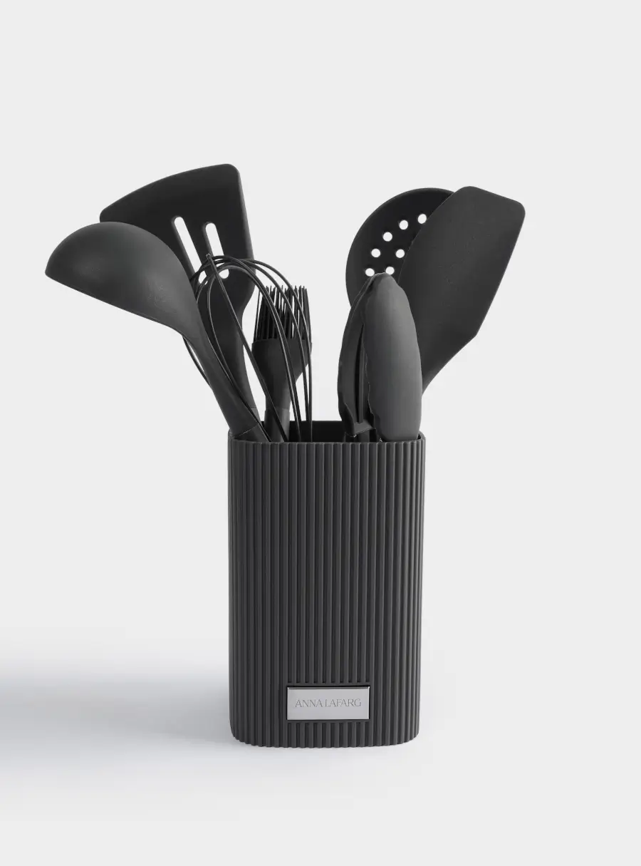 Набор кухонных принадлежностей, 7 пр, в подставке, силикон/пластик, графитовый, Streak