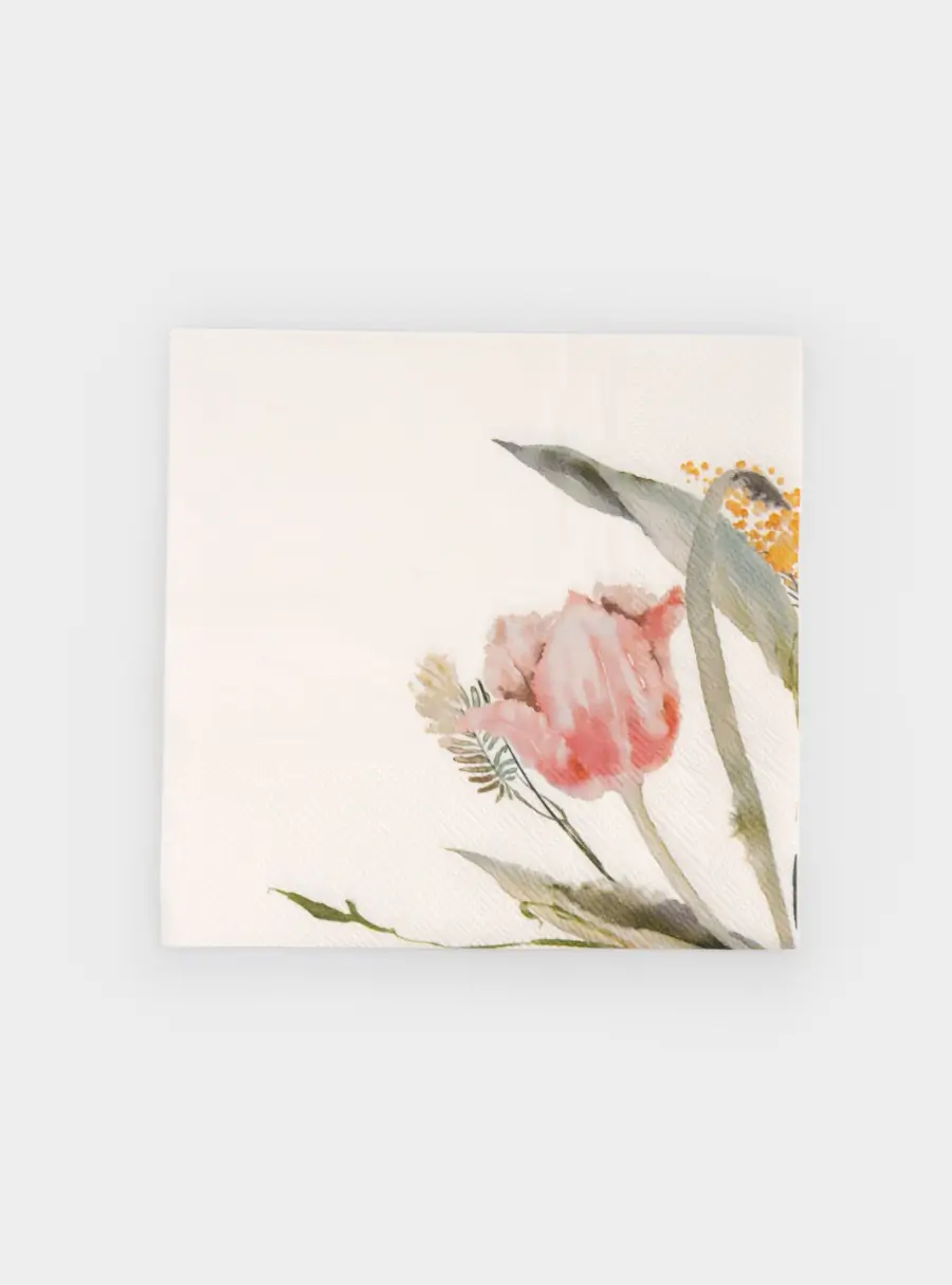 Салфетки бумажные, 33х33 см, 20 шт, квадратные, белые, Тюльпан, Bouquet
