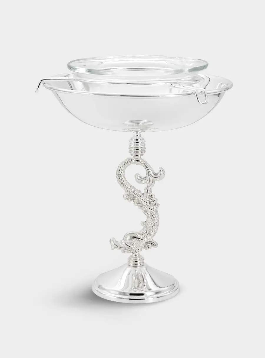 Икорница, 19,5 см, на ножке, серебрянная