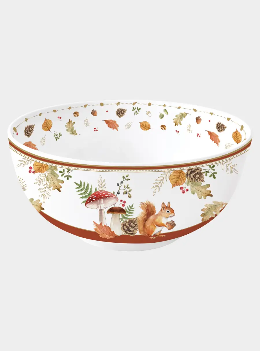 Салатник, 23х10 см, 2,5 л, фарфор P, белый, Белка и грибы, Autumn Breeze