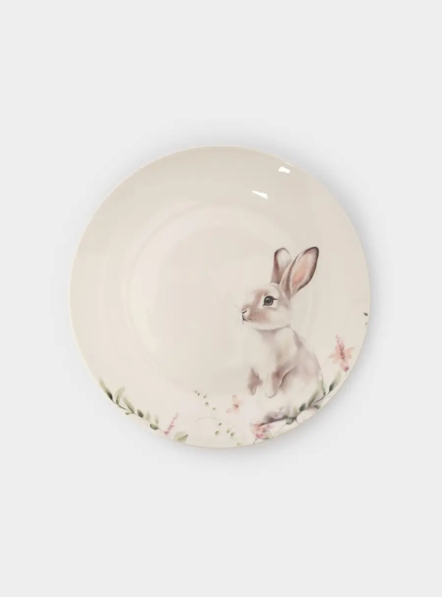 Тарелка закусочная, 20 см, фарфор N, белая, Кролик в цветах, Bunny