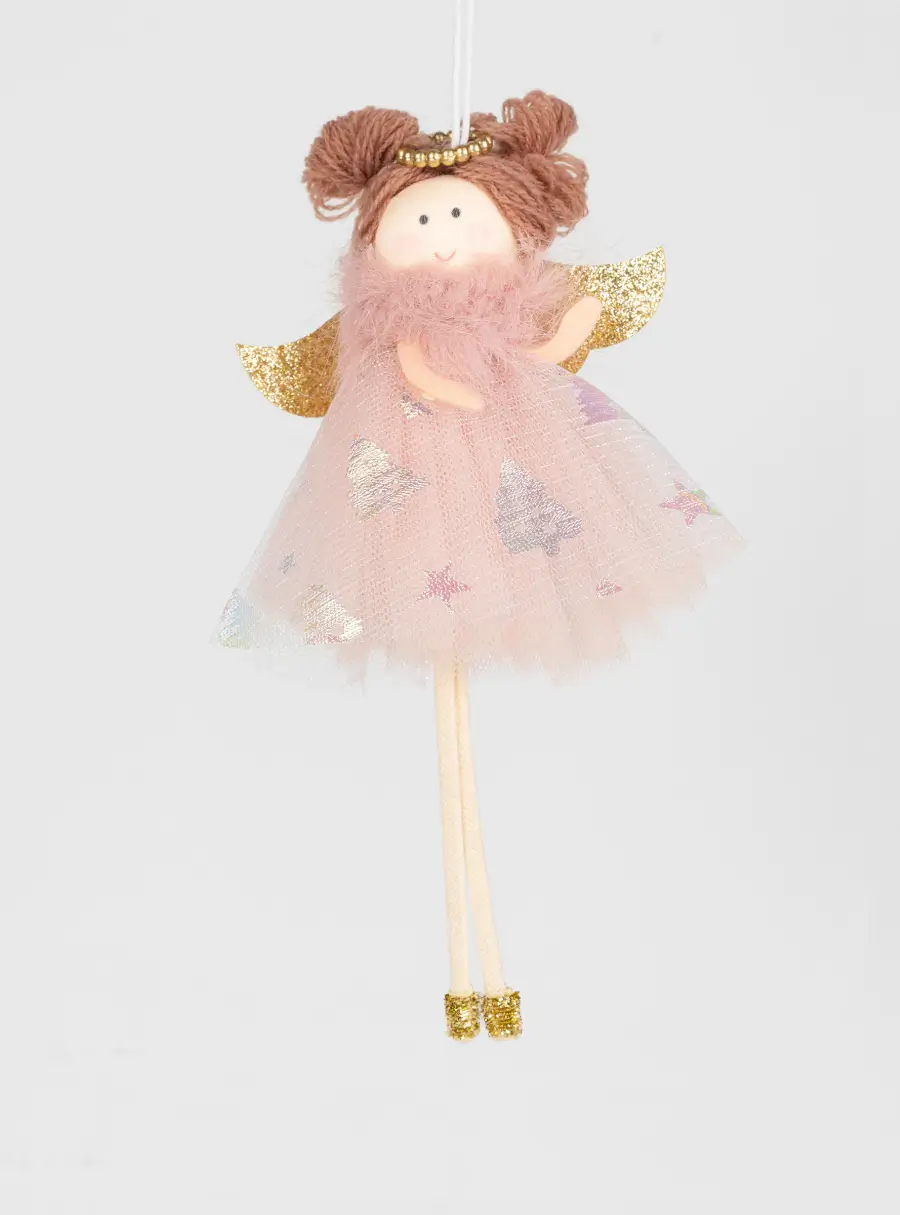 Игрушка елочная, 17 см, пенопласт/полиэстер, золотистая, Ангел, New year