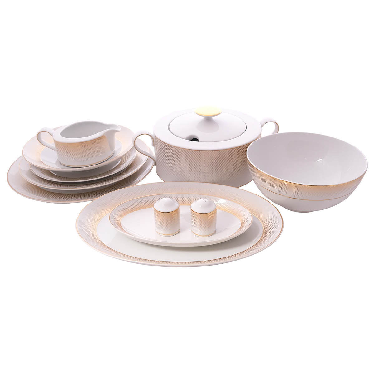Столовый сервиз Falkenporzellan Deluxe Shape - Rio White Gold 6 персон 26 предметов
