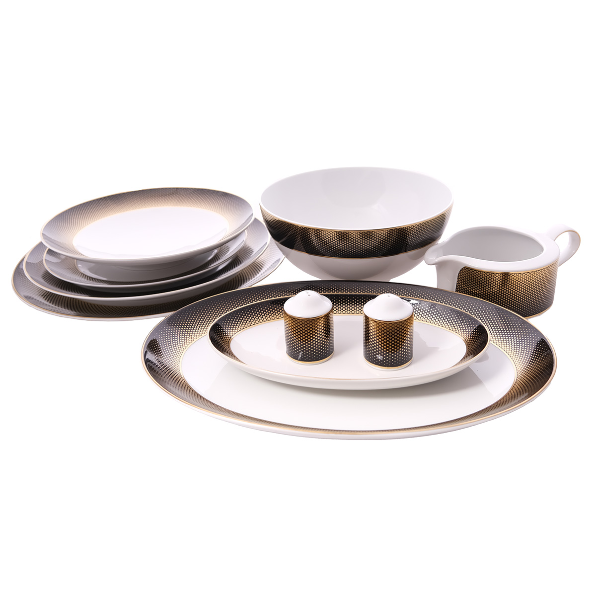 Столовый сервиз Falkenporzellan Deluxe Shape - Rio Black Gold 6 персон 25 предметов