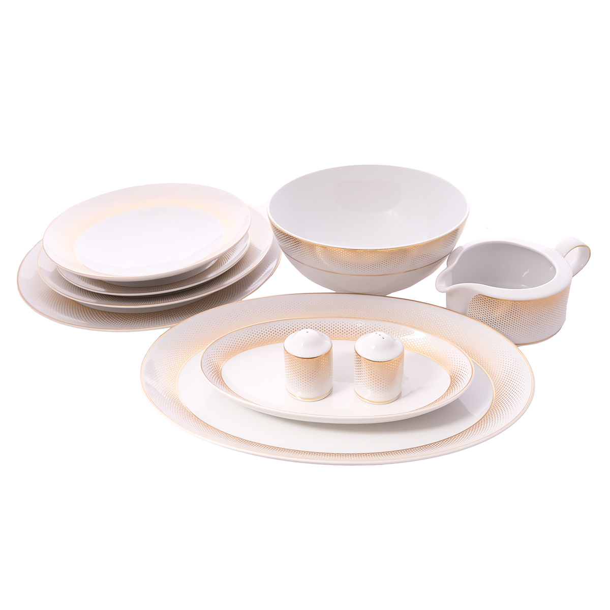 Столовый сервиз Falkenporzellan Deluxe Shape - Rio White Gold 6 персон 25 предметов
