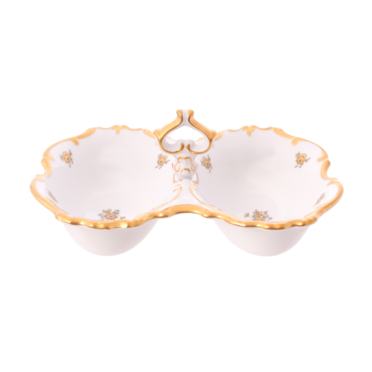 Икорница 2-я ярусная Queen's Crown Золотая роза 26 см