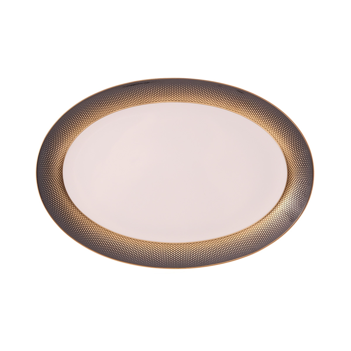 Блюдо овальное Falkenporzellan Deluxe Shape - Rio Black Gold 35 см