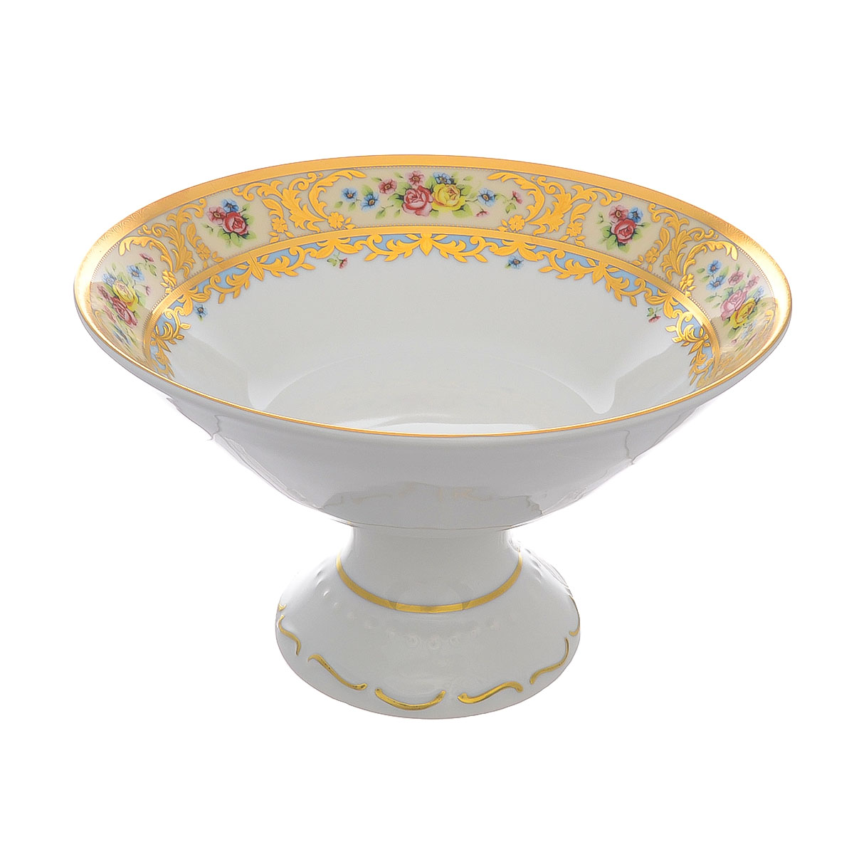 Фруктовница на ножке Falkenporzellan Vienna Creme Gold 24 см