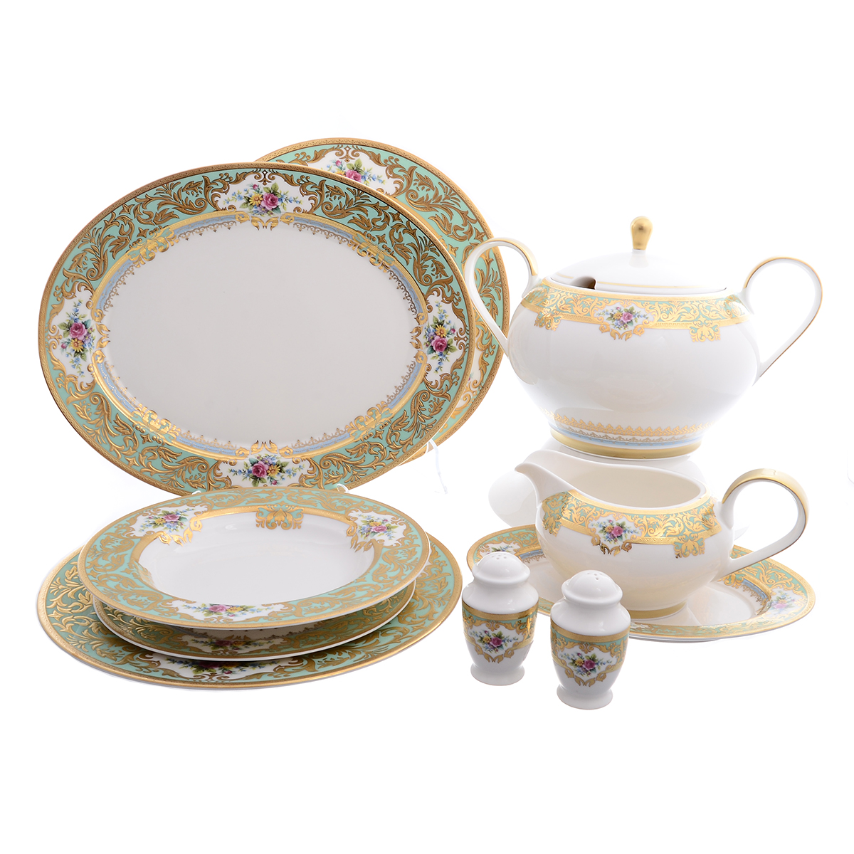 Столовый сервиз Falkenporzellan Opal Seladon Gold 6 персон 26 предметов