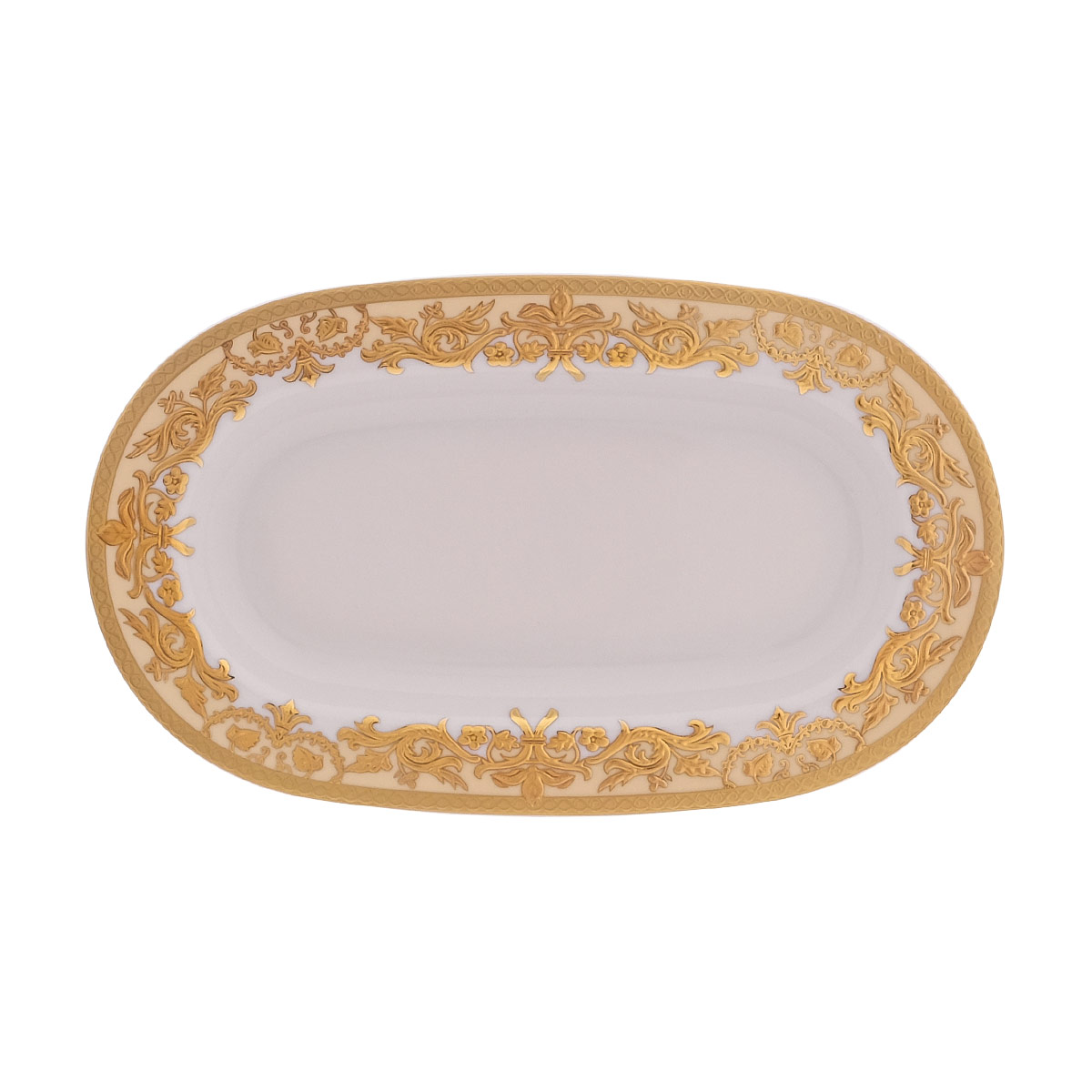 Блюдо овальное Falkenporzellan Natalia creme gold 24 см