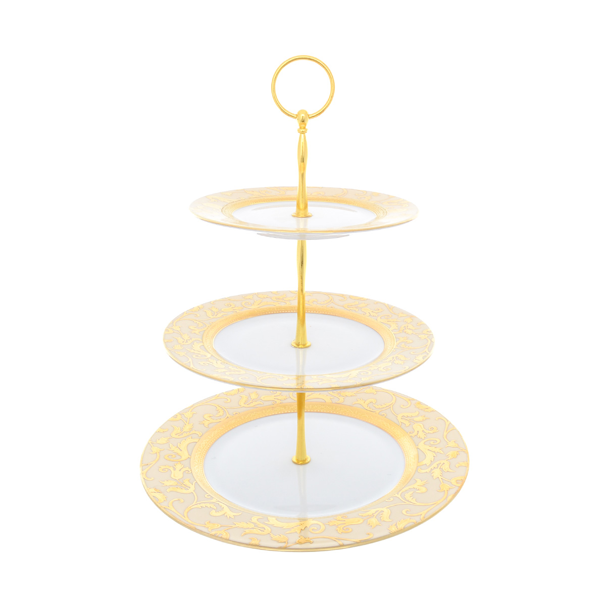 Этажерка (Горка) три яруса Falkenporzellan Tosca Creme Gold