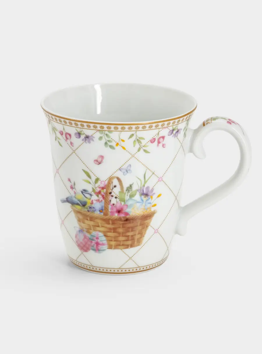 Кружка, 275 мл, фарфор P, белая, Корзина с цветами, Spring Bloom 1