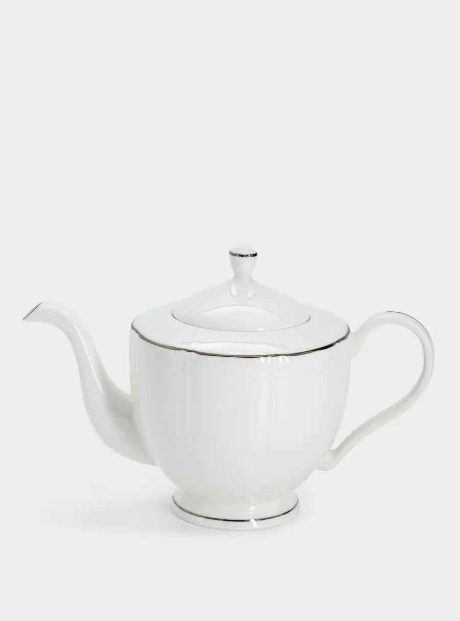 Чайник заварочный, 1,1 л, фарфор F, белый, с серебристым кантом, Lotus silver 1