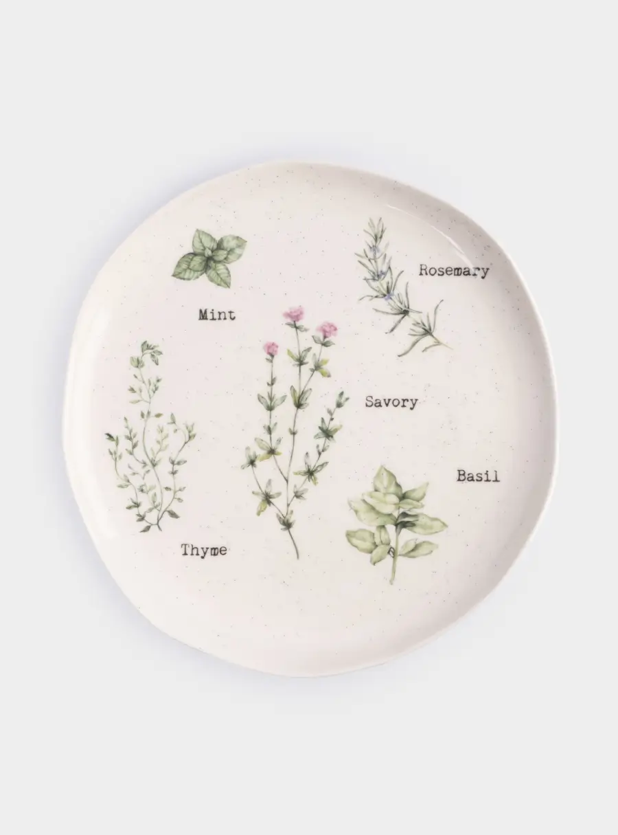 Тарелка обеденная, 26 см, фарфор N, белая, в крапинку, Приправы, Herbarium new 1