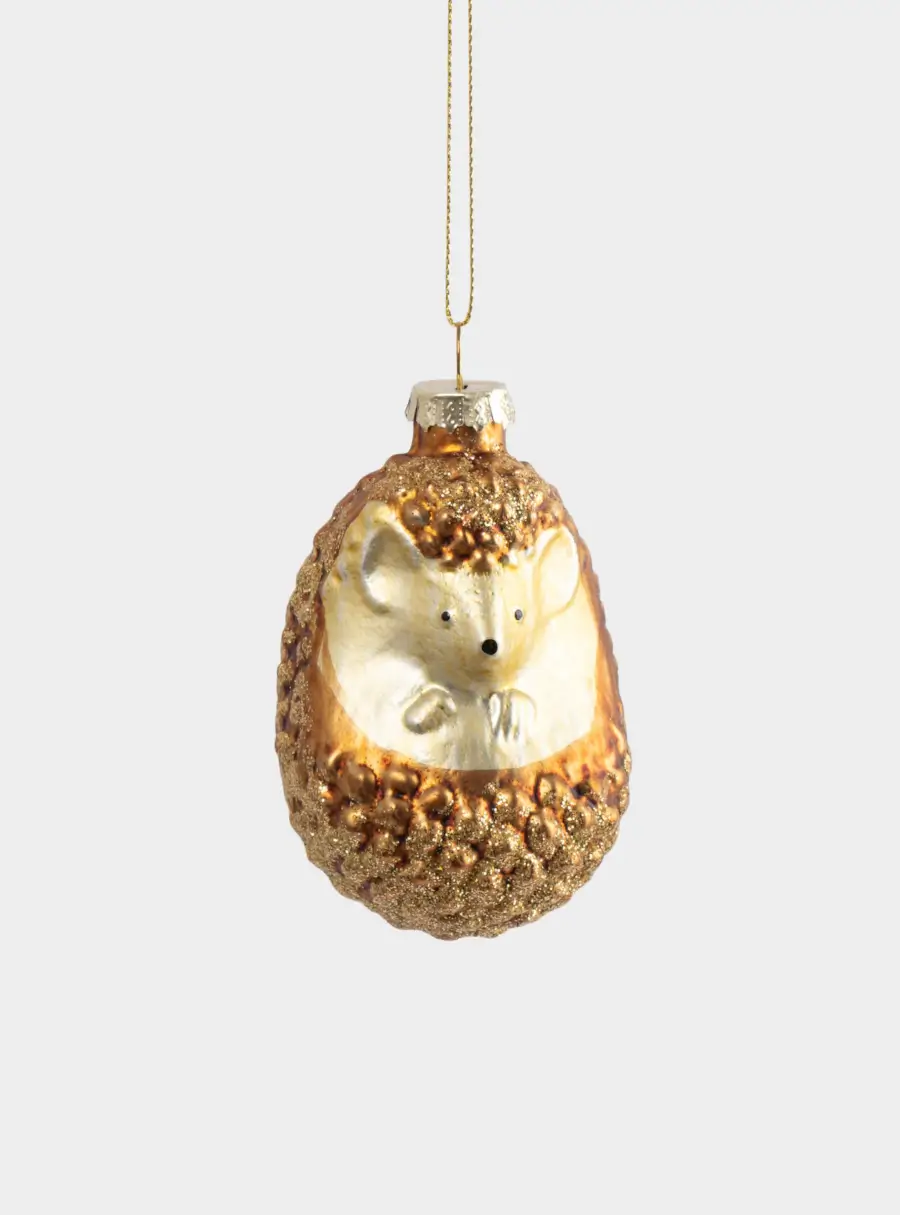 Игрушка елочная, 6x9 см, стекло, коричневый, Ежик, New year 1