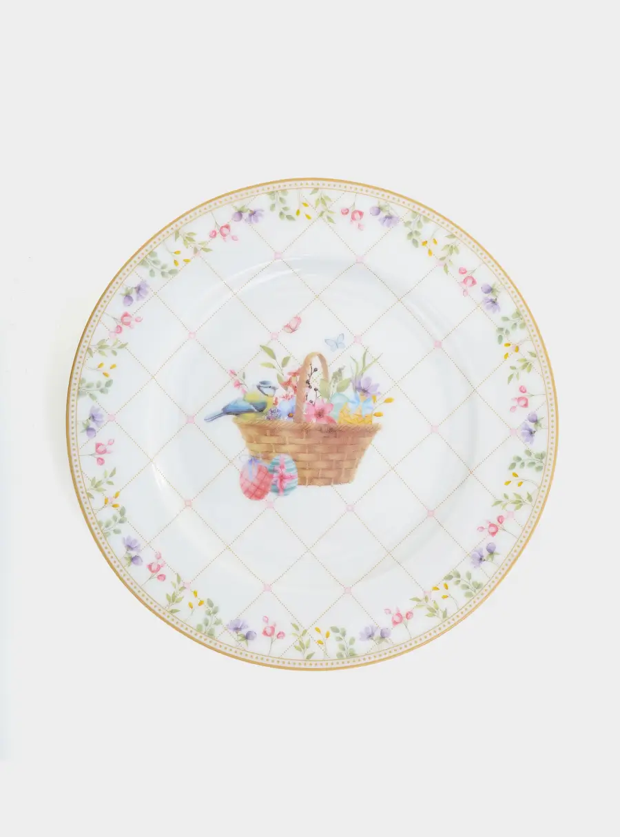 Тарелка закусочная, 19 см, фарфор P, белая, Корзина с цветами, Spring Bloom 1