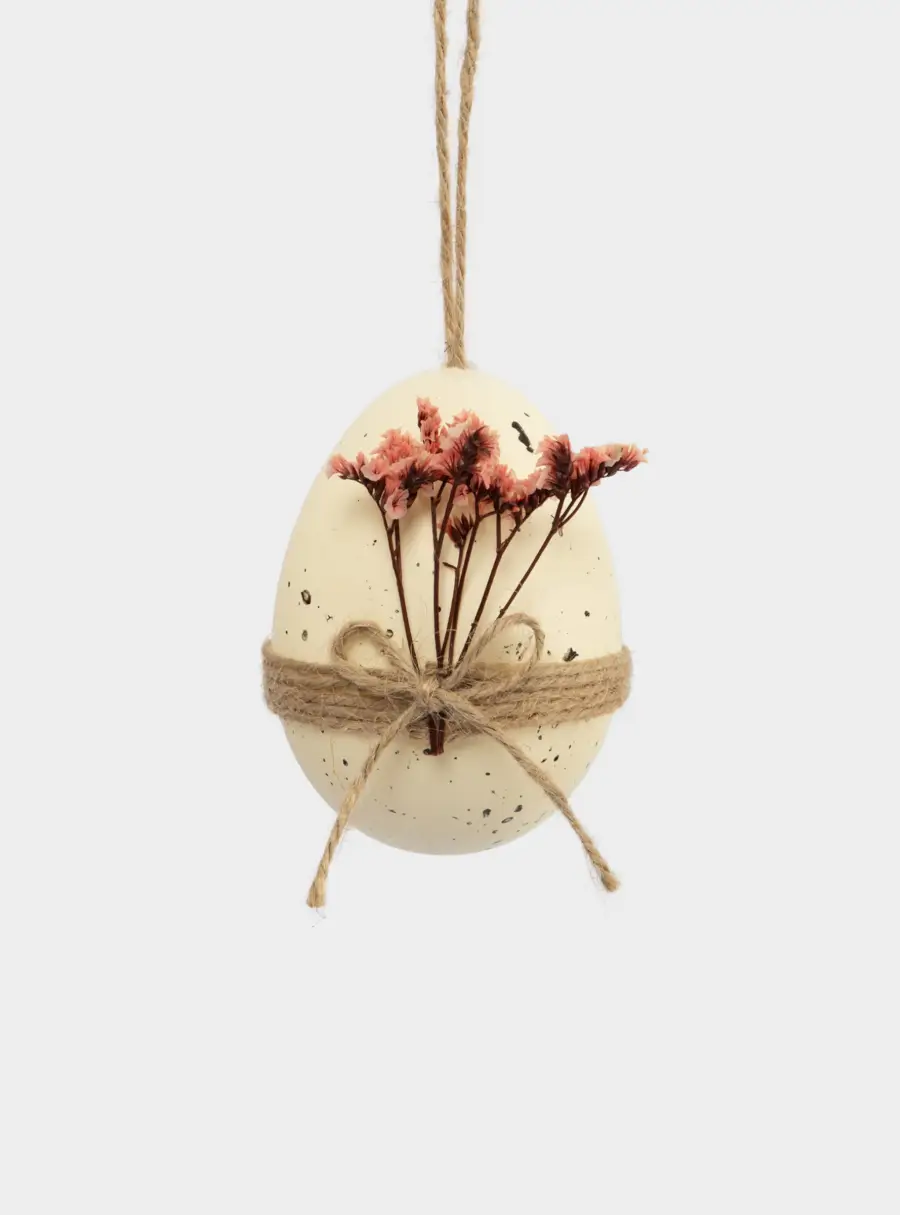 Подвеска, пасхальное яйцо, 9 см, пластик, желтая, Веточки, Interior Easter 1