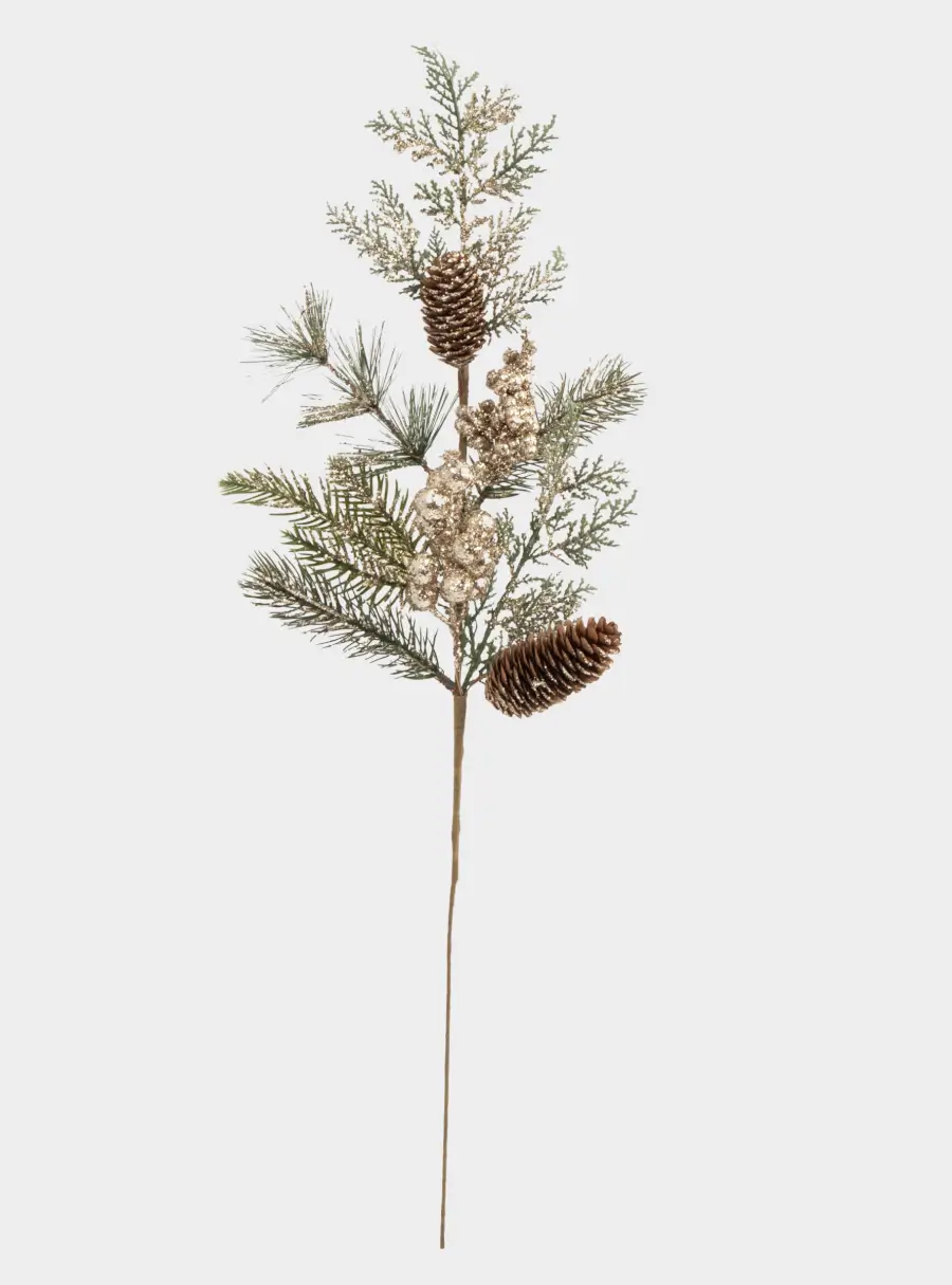 Ветка декоративная, 62 см, пластик, Золотые ягоды, Interior natural 1