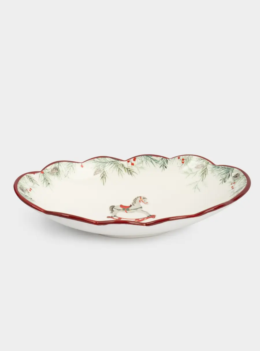 Блюдо, 31х18 см, керамика D, овальное, красное, Лошадка, Festival 1
