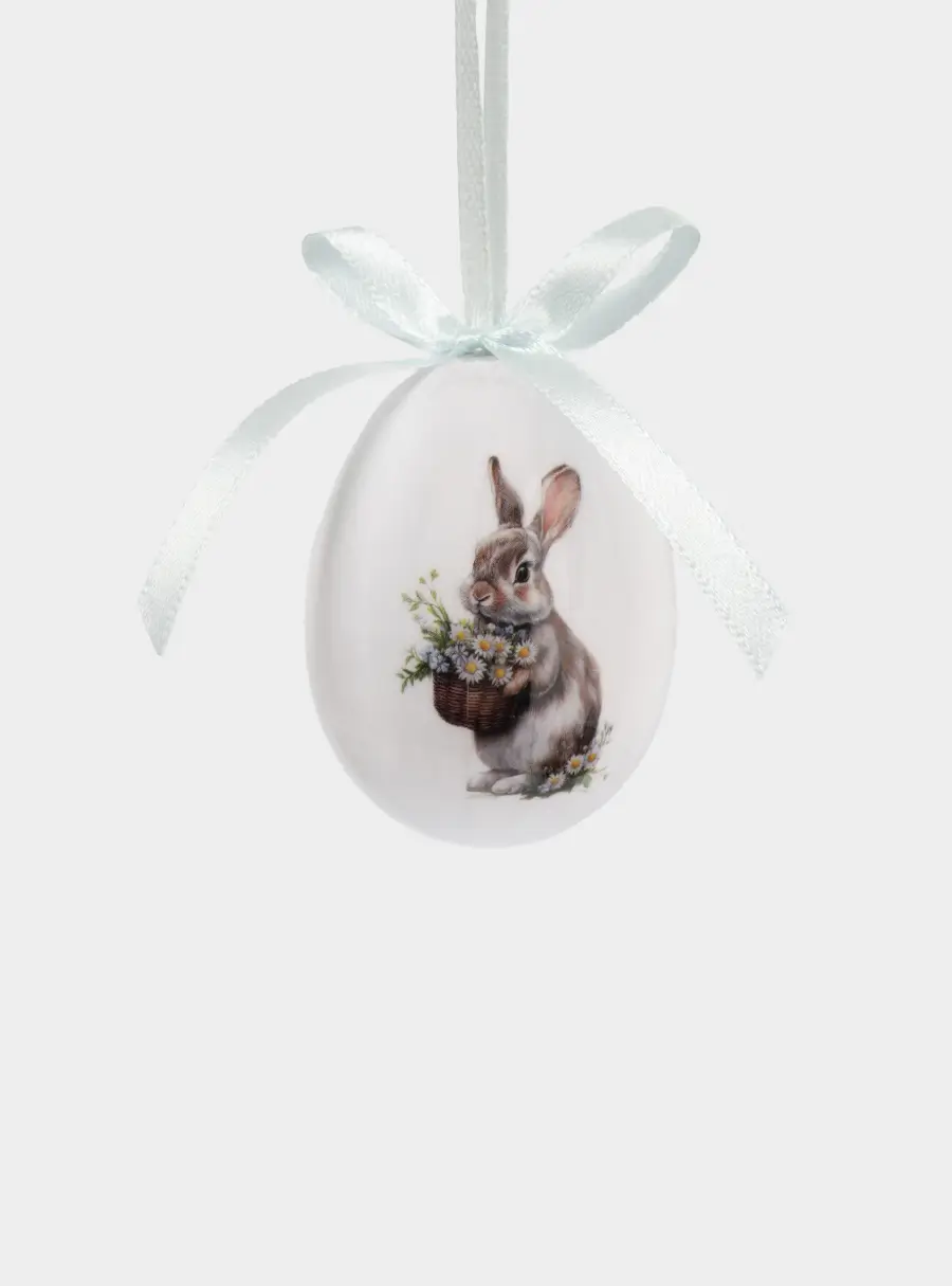 Подвеска, пасхальное яйцо, 6 см, пенопласт, Кролик с цветами, Interior Easter 1