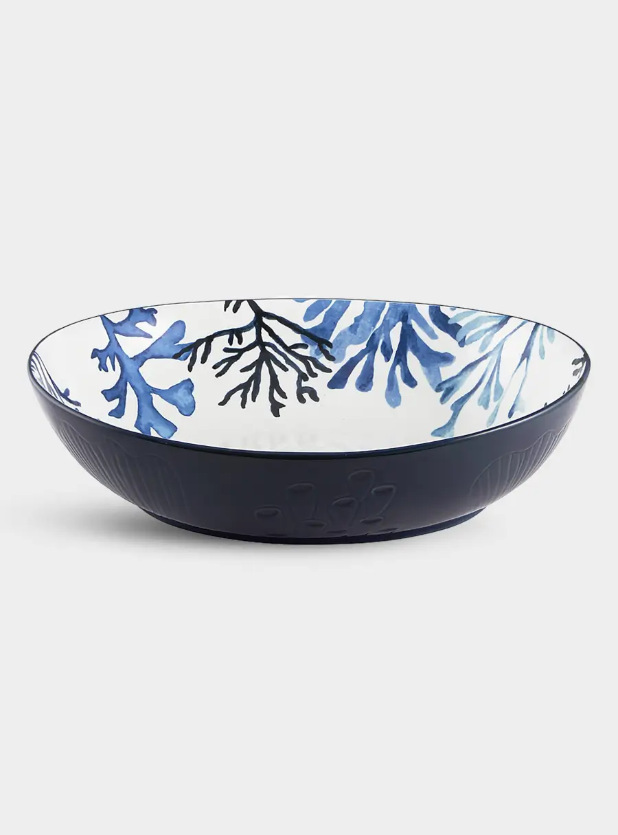 Салатник, 32х26 см, 3 л, керамика К, белый, овальный, Синие кораллы, Blue Coral 1