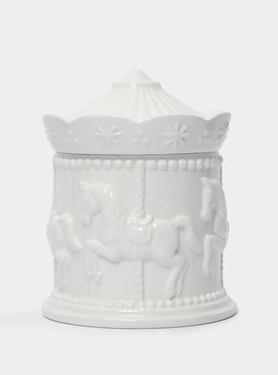 Емкость для хранения, 11х12 см, 550 мл, керамика, молочная, Карусель, Horse 1