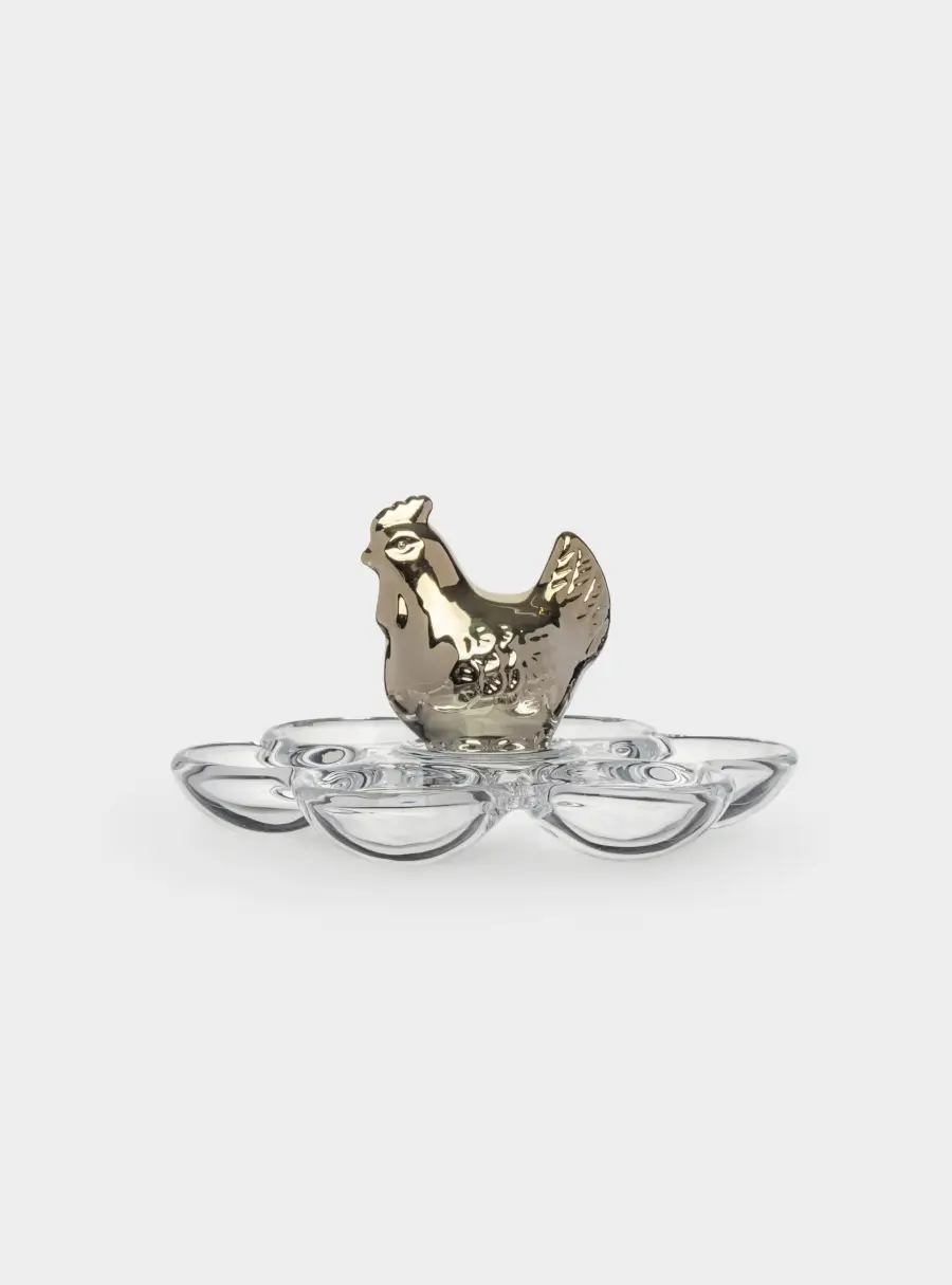 Блюдо пасхальное, 15 см, 6 отд, стекло, золотистое, Курица, Golden Easter 1