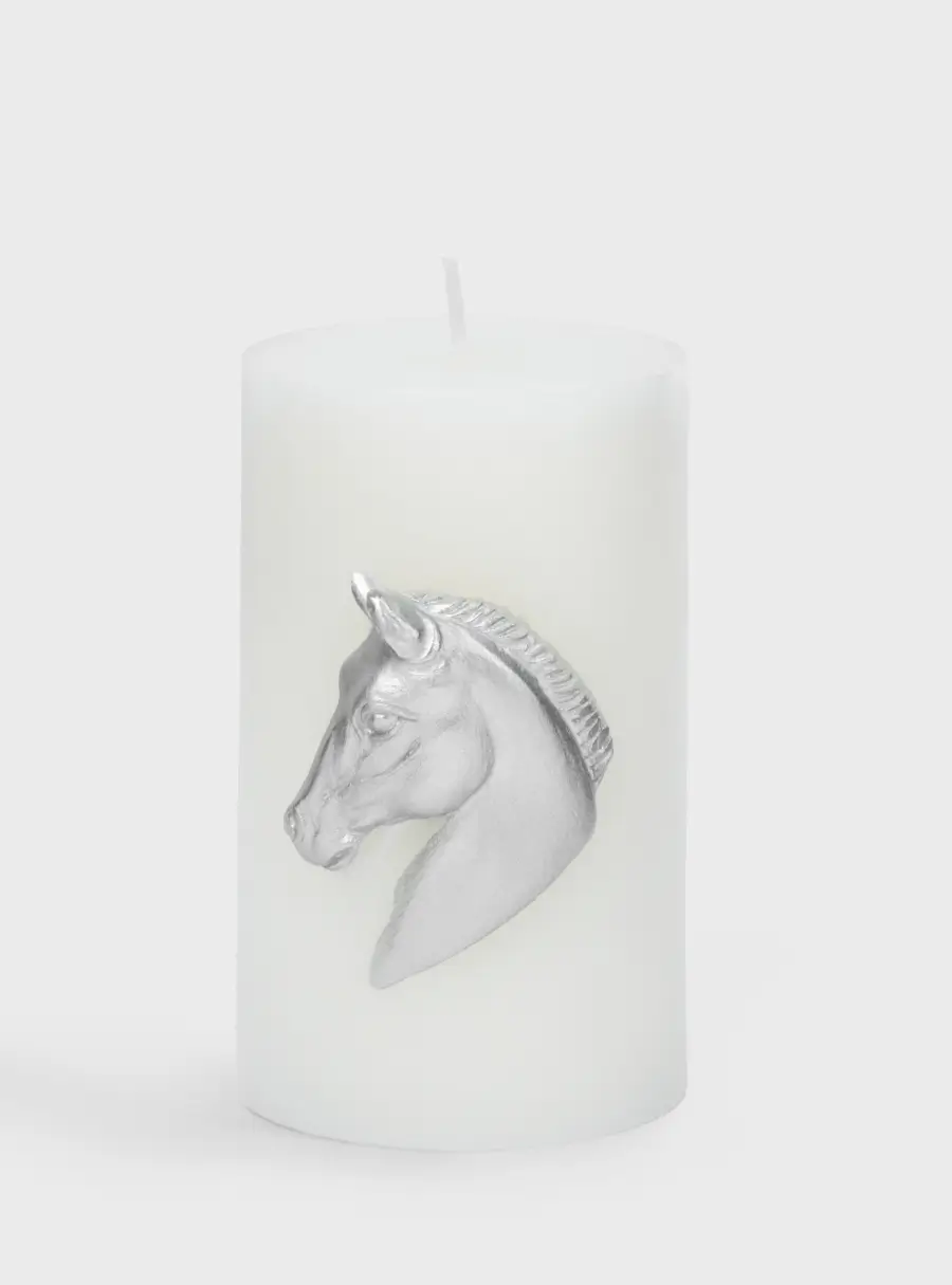 Свеча, 10 см, цилиндрическая, серебристая, Лошадь, Horse 1