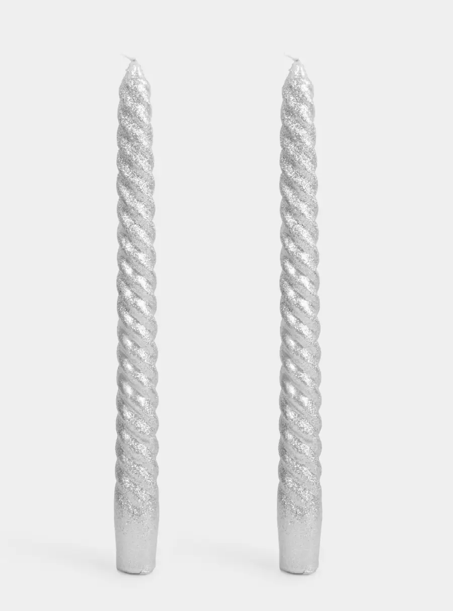 Свеча, 25 см, 2 шт, тонкая, серебристая, Rope 1