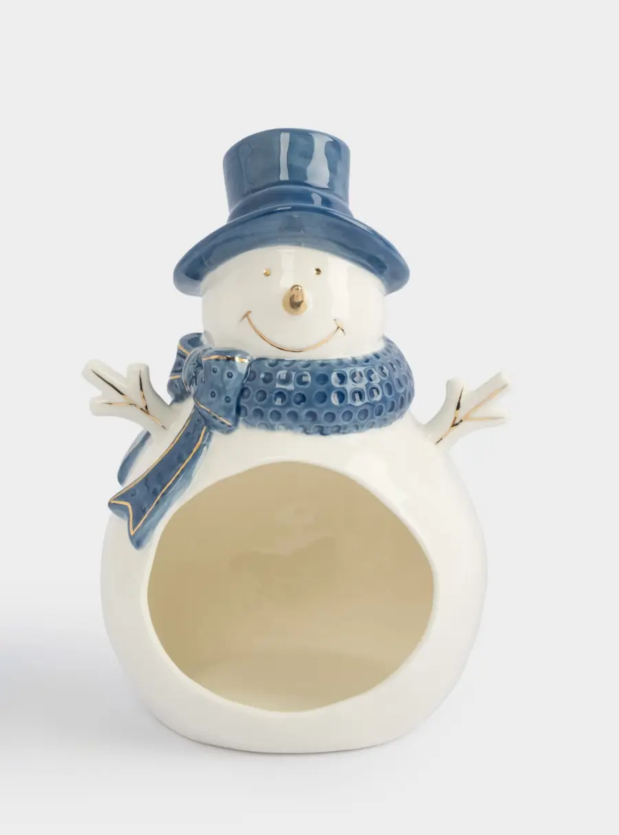 Конфетница, 22х15 см, фарфор P, бело-голубая, Снеговик, Snowfall 1