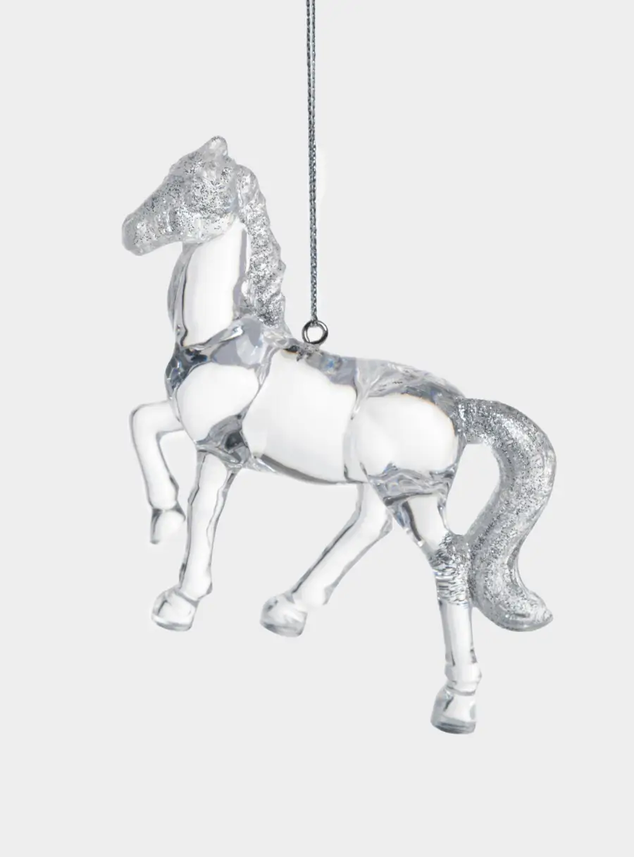 Игрушка елочная, 9 см, акрил, серебристая, Лошадь, Horse 1