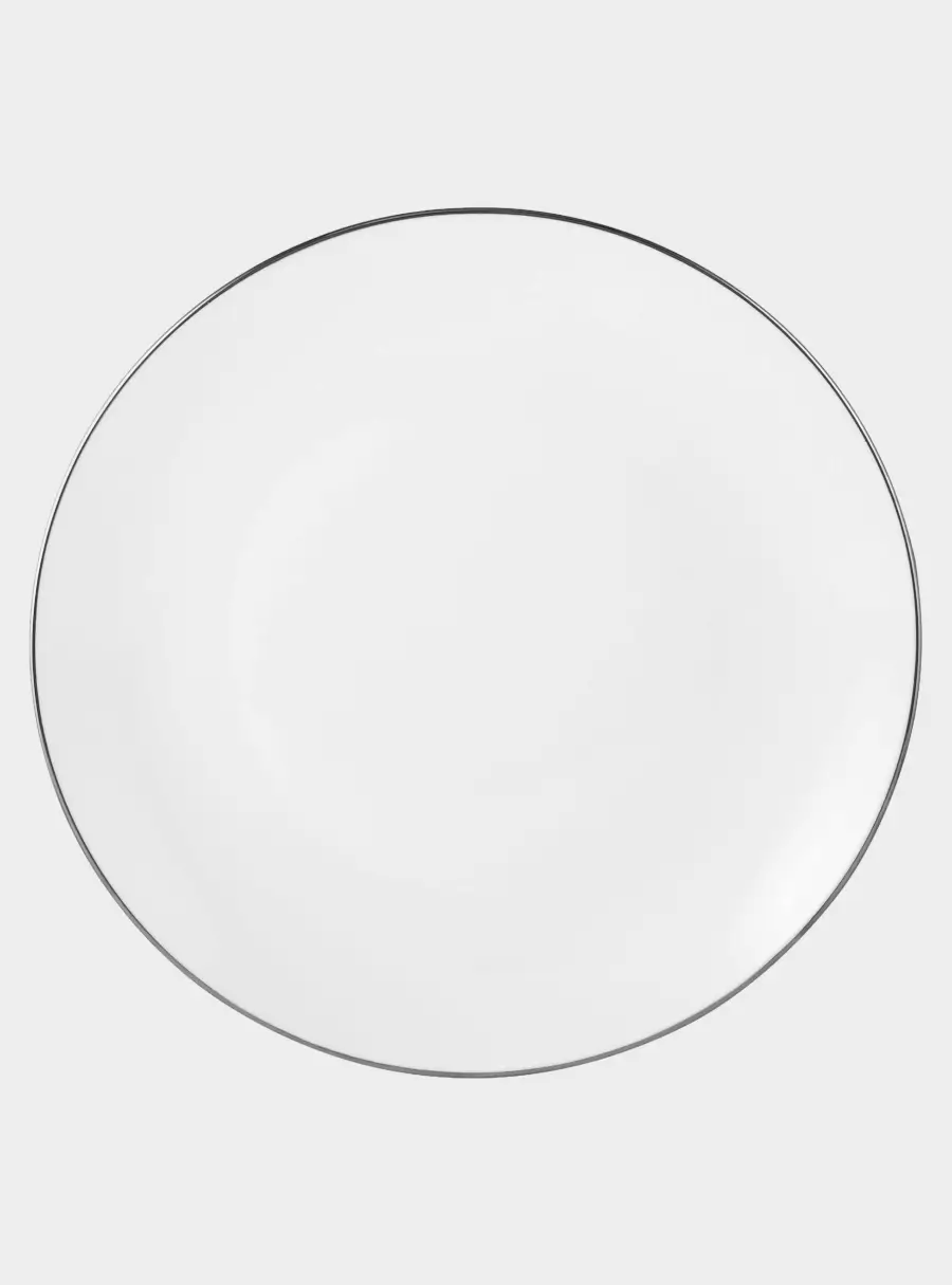 Тарелка обеденная, 27,5 см, фарфор P, белая, с серебристым кантом, White Platinum 1