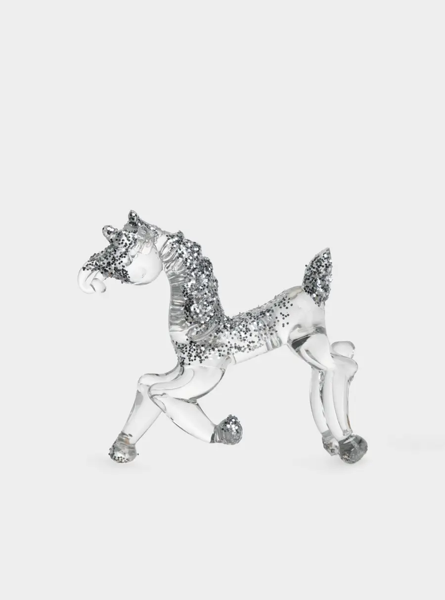 Статуэтка, 10х7 см, стекло, серебристая, Лошадка, Horse 1