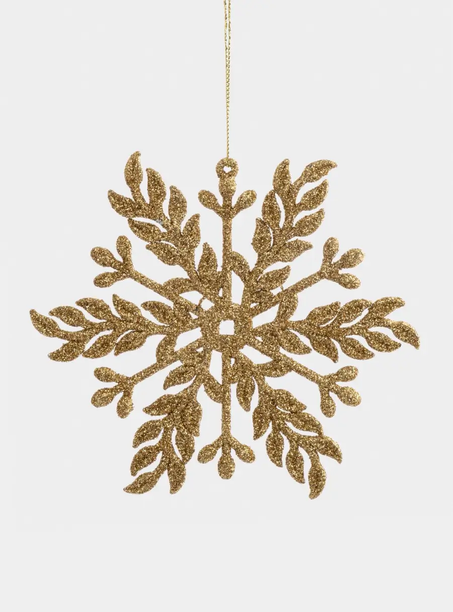 Игрушка елочная, 15 см, пластик, шампань, Снежинка, New year 1
