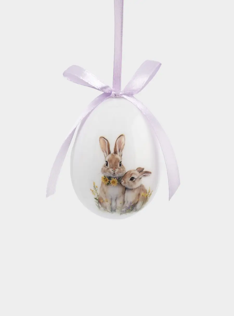 Подвеска, пасхальное яйцо, 6 см, пенопласт, Кролики, Interior Easter 1