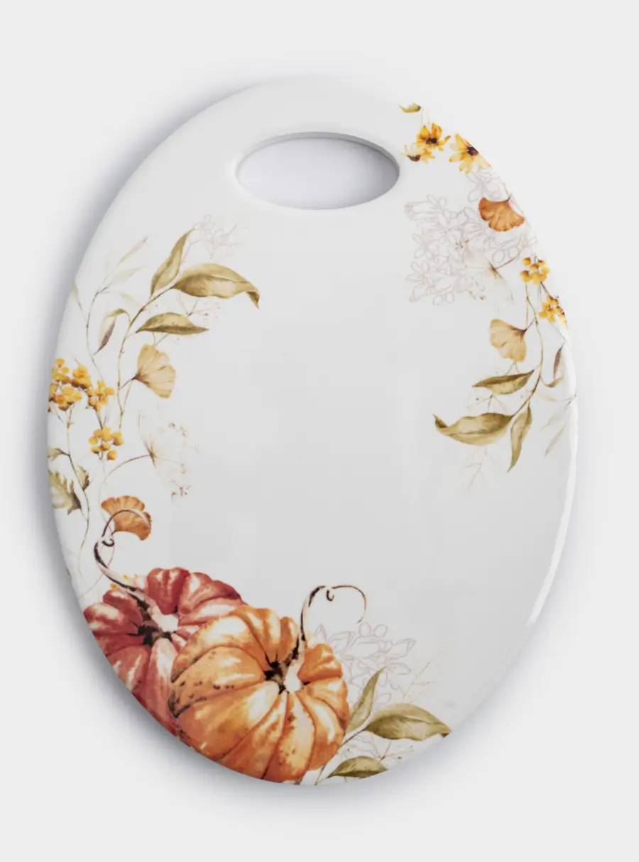 Подставка под горячее, 20х15 см, керамика/пробка, белая, Тыквы, Light pumpkin 1