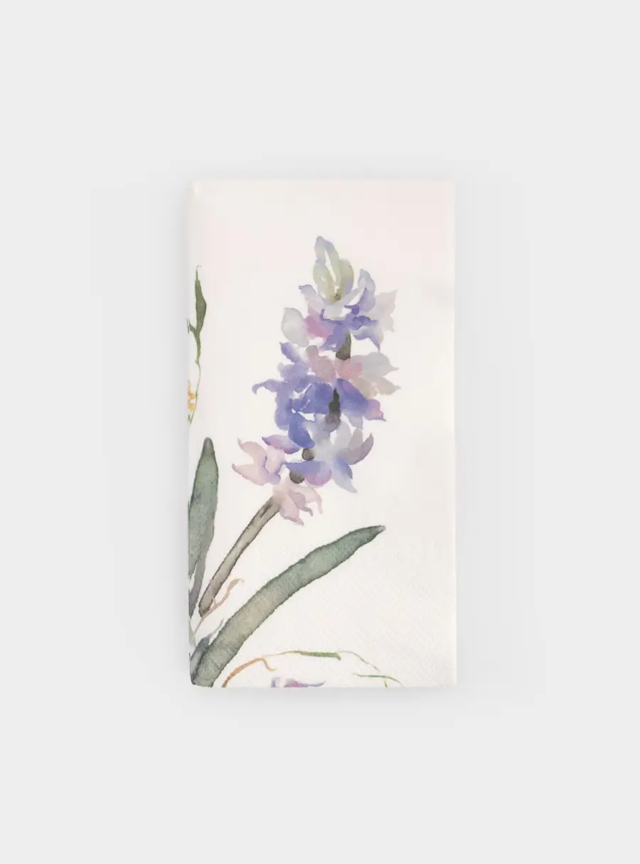 Салфетки бумажные, 33х33 см, 20 шт, прямоугольные, белые, Цветы, Bouquet 1