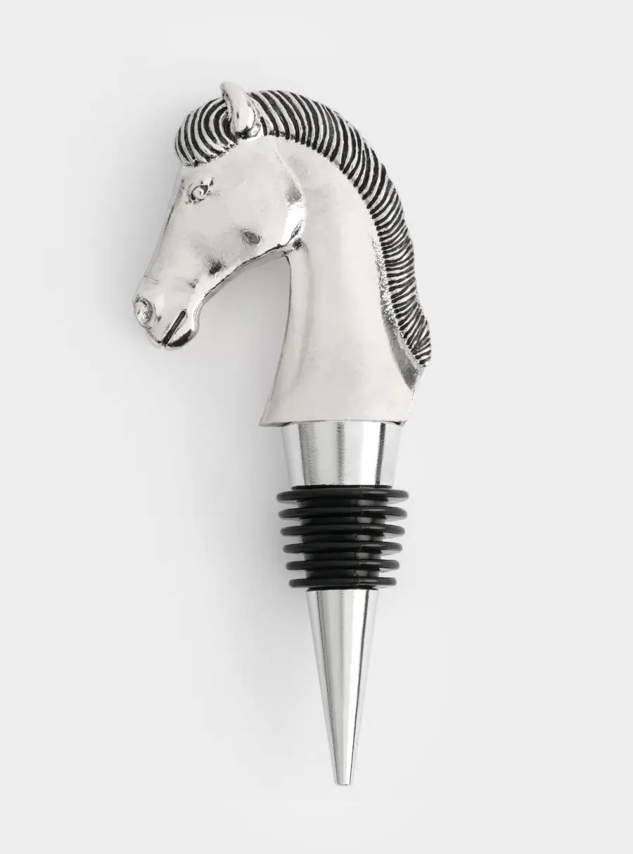 Пробка для винной бутылки, 12 см, металл, серебристая, Лошадь, Horse 1