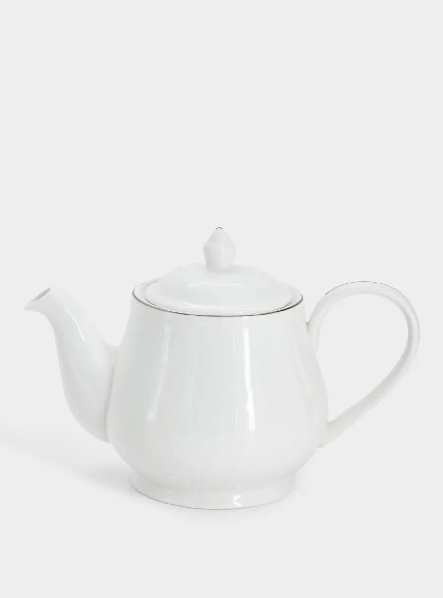 Чайник заварочный, 1 л, фарфор P, белый, с серебристым кантом, White Platinum 1