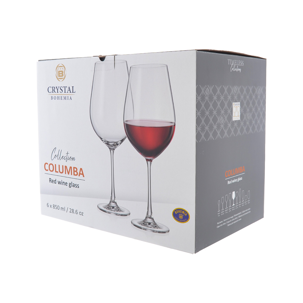 Набор бокалов для вина Crystalite Bohemia Columba 850 мл (6 шт) 2