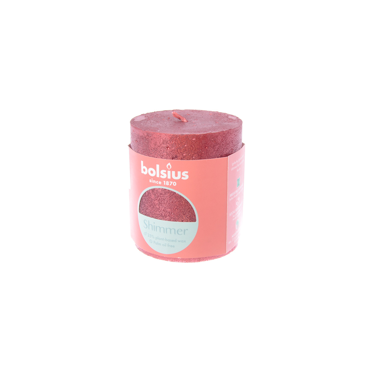 Свеча рустик Bolsius Shimmer 80/68 красная - время горения 35 часов
