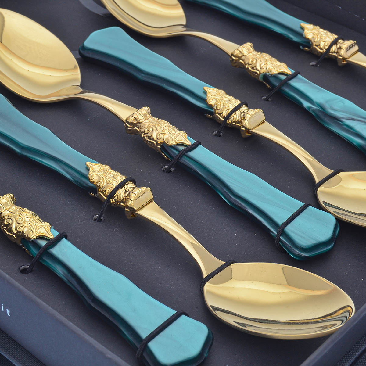 Набор десертных ложек domus ginevra gold (6 шт) 2